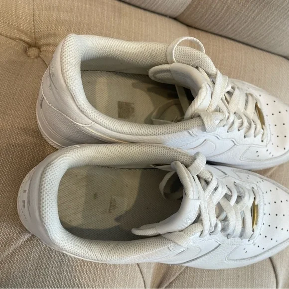 Nike Air Force 1 White Metallic Gold Shoe Strings CZ0326 101 Men’s Size 12 - Picture 7 of 12